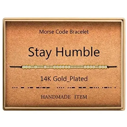 Morse Code Bracelet 14k Gold Plated Beads on Silk Cord Secret Message Stay Humble Bracelet Gift Jewelry for Her Morse Code Bracelet 14k Gold Plated Beads on Silk Cord Secret Message Stay Humble Bracelet Gift Jewelry for Her