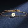 RINHOO 2PC/Set Initial Pendant Necklace Bracelet Stainless Steel Children Round Alphabet A-Z Letter Bracelet for Women Girl Jewelry