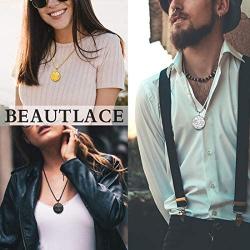 beautlace Round Coin Musical Note Necklaces 18K Gold/Silver/Black Gun Plated Treble Clef Music Note Staves Jewelry for Men and Women