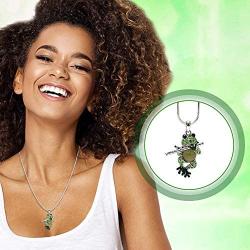 Lola Bella Gifts Crystal Frog Playing a Flute Pendant Necklace with Gift Box