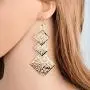 KaFu Lightweight Bohemia 14K Gold Chandelier Filigree Geometric Rhombus Earrings Hollow Cutout Drop Dangle Long Earrings for Women and Girls KaFu Lightweight Bohemia 14K Gold Chandelier Filigree Geometric Rhombus Earrings Hollow Cutout Drop Dangle Long Earrings for Women and Girls