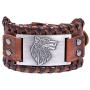 EUEAVAN Norse Viking Fenrir Teen Wolf Talisman Braided Wide Leather Wristband Bracelet
