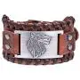 EUEAVAN Norse Viking Fenrir Teen Wolf Talisman Braided Wide Leather Wristband Bracelet