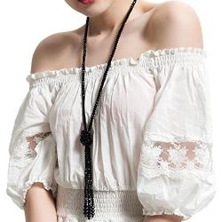 The 1920s Charleston Collection Vintage Style Charcoal Black Multitier Beaded Necklace for Women (21.6'')
