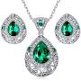 Leafael [Presented by Miss New York] Teardrop Filigree Vintage Style Jewelry Set Earrings Pendant Necklace Made with Premium Crystals, Silver-Tone, 18'' + 2'', Nickel/Lead Box