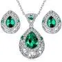 Leafael [Presented by Miss New York] Teardrop Filigree Vintage Style Jewelry Set Earrings Pendant Necklace Made with Premium Crystals, Silver-Tone, 18'' + 2'', Nickel/Lead Box