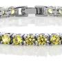 Gem Stone King 12.00 Ct Round Cut Canary Yellow Cubic Zirconias CZ 7inches Tennis Bracelet 7 Inch