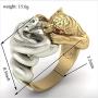 Vintage Gold Tiger Silver Snake Fighting Ring Hip Hop Rock Crystal Ring Party Anniversary Gothic Motorcycles Personalized Jewelry Ring Gold Two Silver Tone for Men Male