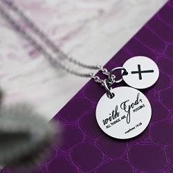omodofo Christian Necklace Bible Verse Cross Pendant Prayer Charm Necklace Faith Religious Jewelry for Women