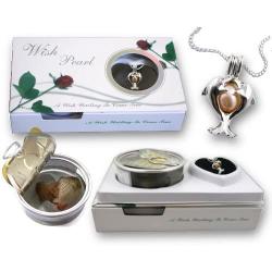 Pearlina Dolphins Necklace Cultured Pearl Oyster Set Silver-tone Plated Cage w/Stainless Steel Chain 18''