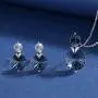 Round Halo Jewelry Set with Swarovski Crystal Love Heart Necklaces Pendants Stud Earrings Jewelry Set Gifts for Mom Women Wife Girlfriends Valentines Day