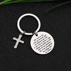 CYTING Christian Gift The Lord is My Rock My Fortress and My Deliverer Cross Keychain Bible Verse Jewelry Inspirational Gift