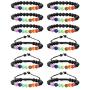 Jstyle 12Pcs Lava Bead Bracelet for Women Men Essential Oil Beads Chakra Yoga Bracelets Set