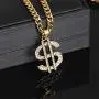 Weahre Dollar Sign Hip Hop Rapper Mens Necklace Rhinestone Pendant Gold Chain Jewelry for Rap Gangsta Weahre Dollar Sign Hip Hop Rapper Mens Necklace Rhinestone Pendant Gold Chain Jewelry for Rap Gangsta