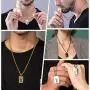 Richsteel Initial Letter Dog Tag Necklace for Men Women Stainless Steel/18K Gold/Black Plated Military Tag Pendant with Spiga Chain Monogram Jewelry(with Gift Box)