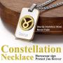 ChainsHouse 12 Constellation Horoscope Necklace, Stainless Steel Astrology Jewelry Zodiac Dog Tag Pendant Lucky Layered Charms for Men Women, Custom Text Engravable