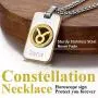 ChainsHouse 12 Constellation Horoscope Necklace, Stainless Steel Astrology Jewelry Zodiac Dog Tag Pendant Lucky Layered Charms for Men Women, Custom Text Engravable