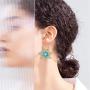 DAMLENG Unique Handmade Blue Boho Vintage Gypsy Mandala Flower Dangle Earrings for Women Girls Ethnic Tribal Retro Turquoise Geometry Hollow Leaf Jewelry Drop Earrings