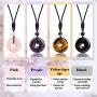 4 Pieces Circle Donut Healing Crystals Necklace 30 mm Donut Stone Pendant Necklace Amulet Lucky Charm Agate Donut Pendant Necklace Donut Healing Crystals Adjustable Braided Rope Necklace for Men Women