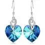 AOBOCO Sterling Silver Love Heart Dangle Drop Earrings with Swarovski Crystals Fine Jewelry Gift for Women Girls AOBOCO Sterling Silver Love Heart Dangle Drop Earrings with Swarovski Crystals Fine Jewelry Gift for Women Girls