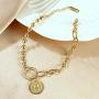 Smile Bracelets for Women,6.7inch Gold Charm Bracelets for Women and Girls,Smile with Good Luck Friendship Bracelets