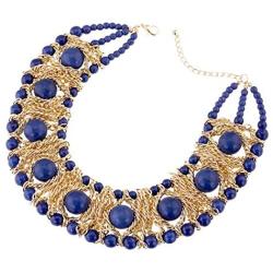 HANTON Fashion Statement Handmade Strands Imitation Turquoise Beaded Necklace Bracelet Jewelry Sets for Women Gilrs Teens