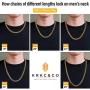 KRKC&CO 6/9/12mm Miami Cuban Link Chain for Men, 18K Gold Plated Stainless Steel Anti-Tarnish Anti-Allergies Hip Hop Rapper Chain Necklace for Men, 18 20 22 24 26 inches