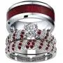 ringheart 2 Rings Couple Rings White Gold Filled Heart Cut Cz Red Rhinestone Womens Wedding Ring Sets Stainless Steel Man Ring Band ringheart 2 Rings Couple Rings White Gold Filled Heart Cut Cz Red Rhinestone Womens Wedding Ring Sets Stainless Steel Man Ring Band