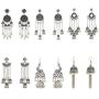 6 Pairs/Set Indian Jhumka Jhumki Ethnic Dangle Earring Sets for Women Vintage Silver Gold Long Tassel Bell Drop Earrings Boho Jewelry