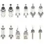 6 Pairs/Set Indian Jhumka Jhumki Ethnic Dangle Earring Sets for Women Vintage Silver Gold Long Tassel Bell Drop Earrings Boho Jewelry
