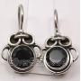 SilverStarJewel 925 Solid Silver 7 x 7 mm Black Onyx Ancient Style Earrings 0.9''