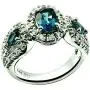 RB Gems Sterling Silver 925 Ring Genuine Gemstone Oval 7x5 mm with Rhodium-Plated Finish, 3-Stone-Style