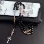 Sundysh Rosary Catholic Prayer Beads Necklace for Men Boy,Holy Black Gemstone Rosaries Chain,No Breaking Rosario Steel Crucifix Cross Christian Gift Jewelry Sundysh Rosary Catholic Prayer Beads Necklace for Men Boy,Holy Black Gemstone Rosaries Chain,No Breaking Rosario Steel Crucifix Cross Christian Gift Jewelry