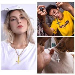 U7 Jewelry Polished Stainless Steel Inverted Cross of Peter Necklace for Men and Women, 22 Inch Chain, Custom Text Engrave and 3 Color Available, Gift Packed