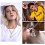 U7 Jewelry Polished Stainless Steel Inverted Cross of Peter Necklace for Men and Women, 22 Inch Chain, Custom Text Engrave and 3 Color Available, Gift Packed