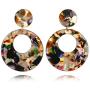 SMALLLOVE Acrylic Earrings Set for Women Girls Fashion Retro Bohemian Statement Leopard Print Geometric Resin Acetate Drop Dangle Hoop Studs Earrings