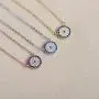 Kaletine Round Evil Eye Pendant Necklace Sterling Silver 925 Created Cubic Zirconia CZ Cable Chain 16''+2'' Extender Kaletine Round Evil Eye Pendant Necklace Sterling Silver 925 Created Cubic Zirconia CZ Cable Chain 16''+2'' Extender