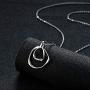 E stainless steel Hammered Double Circle Pendant Necklace Entwined Circles 18'' Minimalist Simple Jewelry Gift