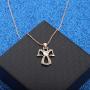 WUSUANED Guardian Angel Pendant Necklace Zircon Heart Jewelry for Women Girls