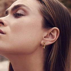 OSIANA Huggie Hoop Earrings for Women 18K Gold Plated Handmade Cubic Zirconia Stars Geometry Beads Chain Link Rope Cute Delicate Boho Hoops Hypoallergenic Small Jewelry Gift for Her