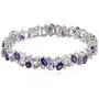 Sterling Silver Genuine Amethyst and White Topaz Tonal Gemstone Bracelet, 7.25'' Sterling Silver Genuine Amethyst and White Topaz Tonal Gemstone Bracelet, 7.25''