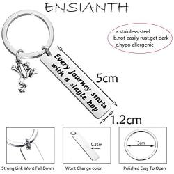 ENSIANTH Every Journey Starts with A Single Hop Keychain Frog Lover Gifts Travel Quote Motivational Jewelry Graduation Student Gift