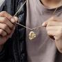 Mens Necklace Iced Out Micro Paved CZ 18K Gold Plated Dragon Pendant Necklace with Stainless Cuban Link Chain Hip Hop Jewelry