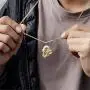 Mens Necklace Iced Out Micro Paved CZ 18K Gold Plated Dragon Pendant Necklace with Stainless Cuban Link Chain Hip Hop Jewelry