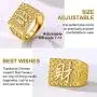 GOLDCHIC JEWELRY 1Pc/3Pcs Mens Signet Rapper Kanji Ring Rich/Luck/Wealth Blessing Lucky Ring Set Open Adjustable Size 7-11-with Gift Box