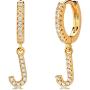 OSIANA Dainty Initial Huggie Hoop Earring for Women 18k Gold Filled Charm Diamond Cubic Zirconia Inlay Alphabet A-Z Drop Dangle Earring Tiny Cute Minimalist Personalized Jewelry Gift for Her