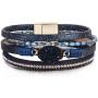 FANCY SHINY Leather Wrap Bracelet Boho Cuff Bracelets Crystal Bead Bracelet with Magnetic Clasp Jewelry Gifts for Women Teen Girls