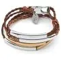 Lizzy James Mini Addison Braided Leather Wrap Bracelet Gold Silver in Natural Antique Brown Leather Lizzy James Mini Addison Braided Leather Wrap Bracelet Gold Silver in Natural Antique Brown Leather