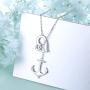 S925 Sterling Silver Anchor and Rope Nautical Necklace Adjustable Lariat Anchor Y Necklace for Women Jewelry Gifts