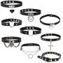 Jewdreamer 9 Pcs PU Leather Punk Choker Necklace Gothic Collar Choker Leather Rivets Spiked Choker for Women Adjustable Jewdreamer 9 Pcs PU Leather Punk Choker Necklace Gothic Collar Choker Leather Rivets Spiked Choker for Women Adjustable